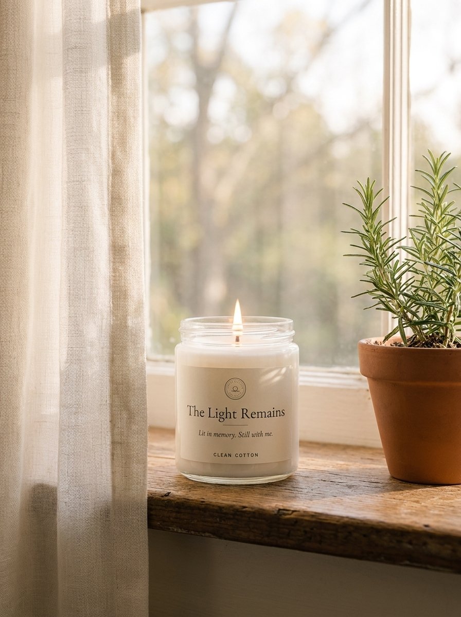 The candle on a windowsill