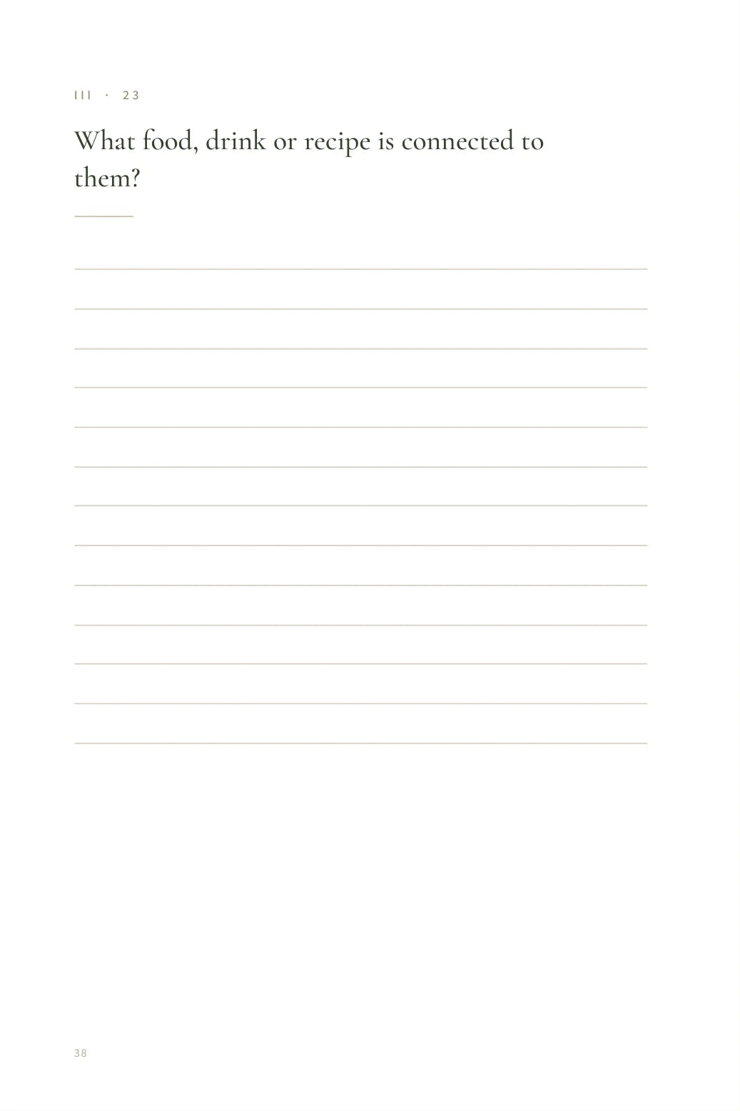 Guided prompt page from the Still With Me journal