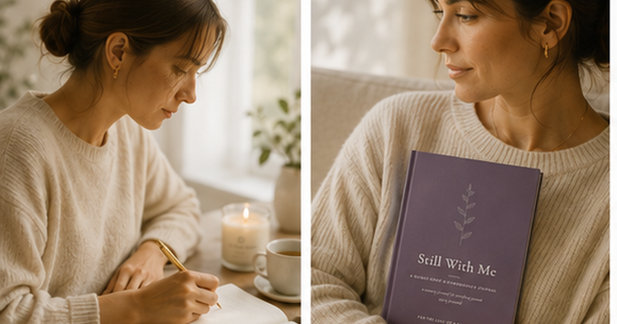 Editorial image of a person writing at a table in warm natural light.