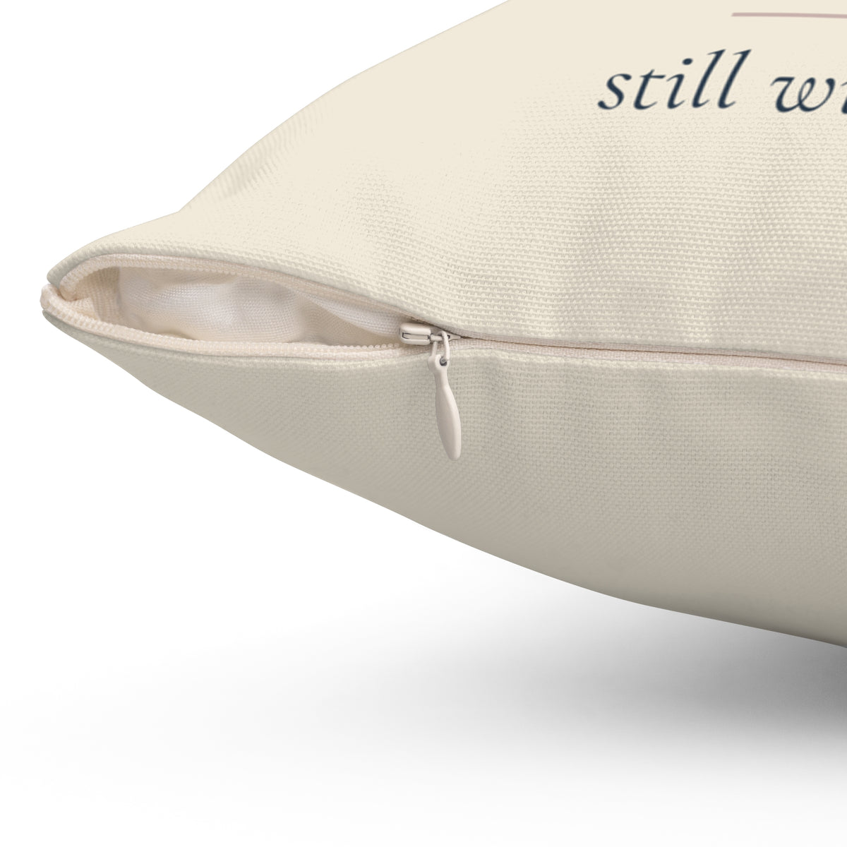 Close-up of the hidden zipper on the cardinal memorial pillow