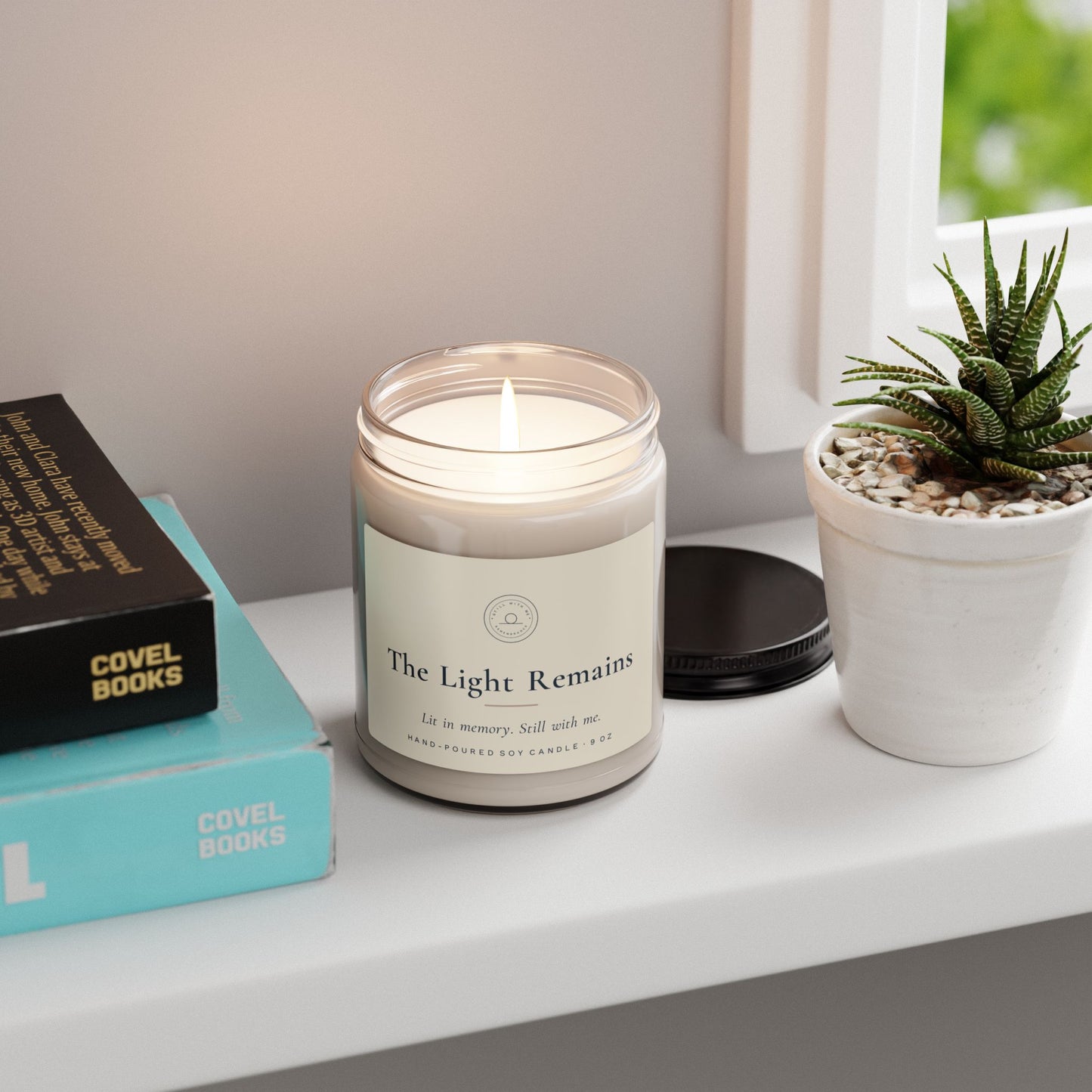 Memorial Soy Candle 9oz — "The Light Remains" Scented Jar (Remembrance & Sympathy)