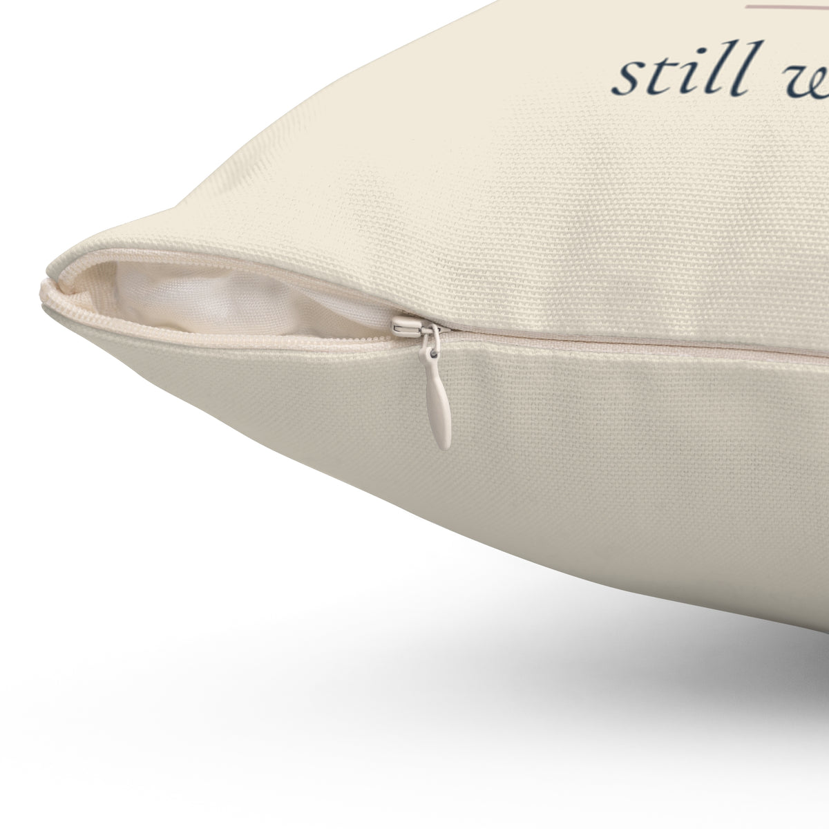 Close-up of the hidden zipper on the cardinal memorial pillow