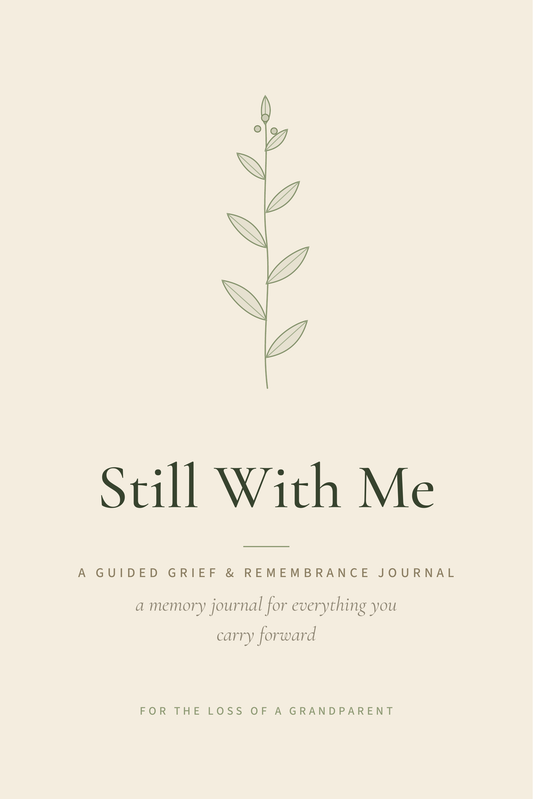 Still With Me — front cover, Grandparent edition, ivory background with a sage botanical sprig