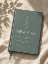 Still With Me guided grief and remembrance journal for the loss of a friend, teal-green linen hardcover