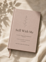 Still With Me guided grief and remembrance journal for the loss of a mother, dusty rose linen hardcover