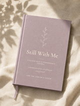 Still With Me guided grief and remembrance journal for the loss of a sister, lilac linen hardcover