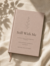 Still With Me guided grief and remembrance journal for the loss of a wife, mauve-pink linen hardcover