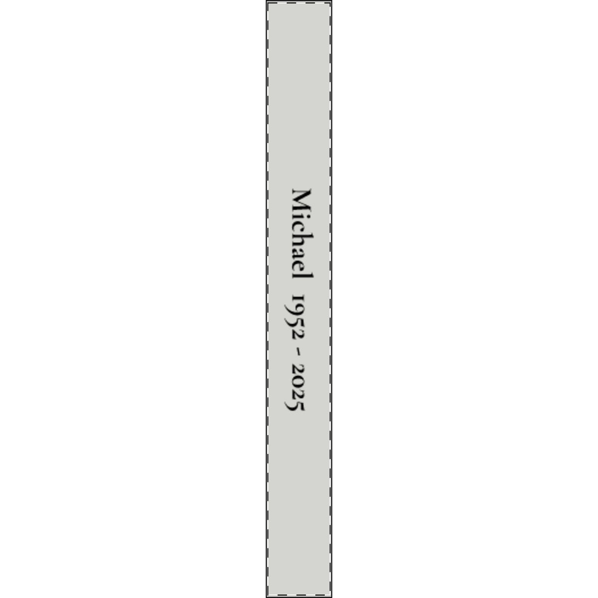 Stainless steel memorial bar keychain engraved with the name Michael and the years 1952 - 2025